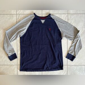 U.S. Polo Assn. Long Sleeve Baseball T-shirt - Navy / Light Grey / Red